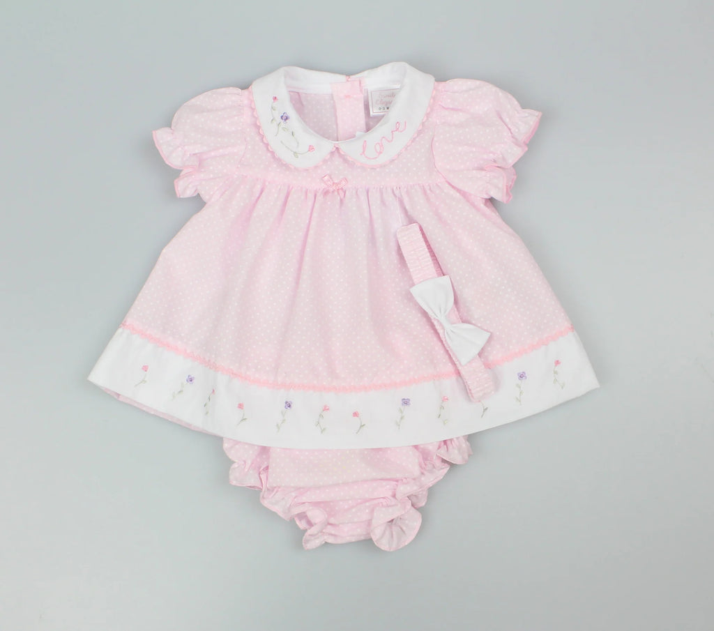 Pink Polka Dot Dress & Headband