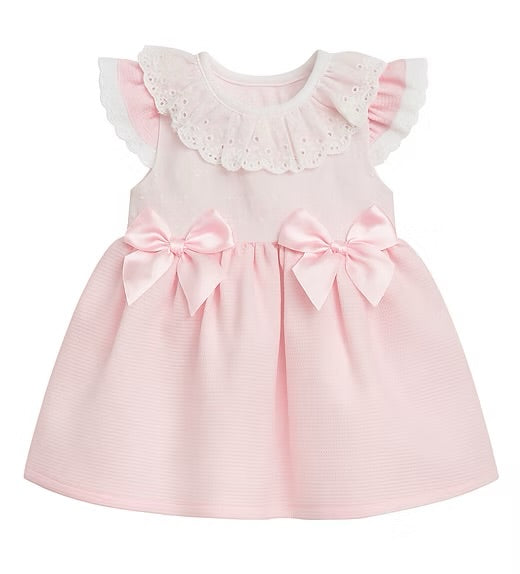 Kleo Kids Pink Baby Dress with Lace Detail & Bow
