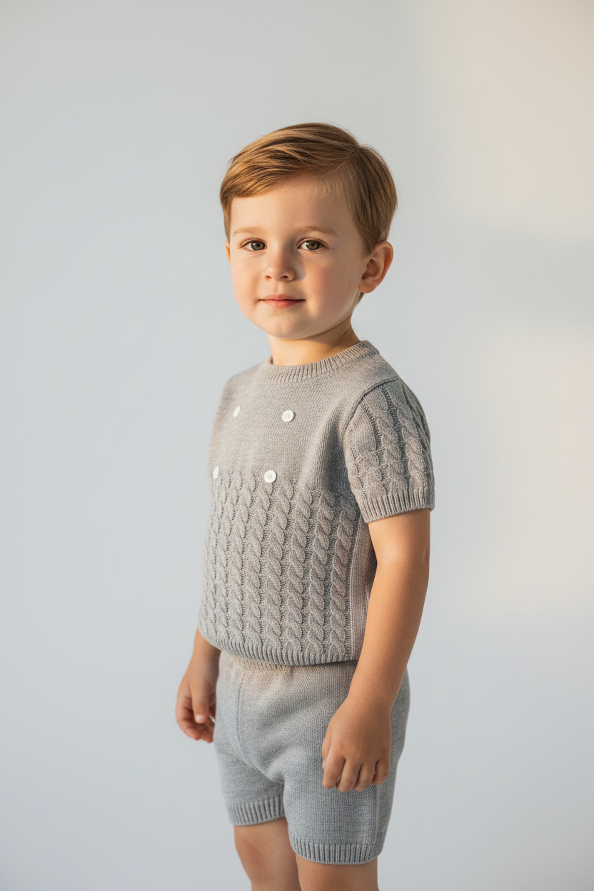 Boys Felipe 2-Piece Spanish Knitted Set – Grey