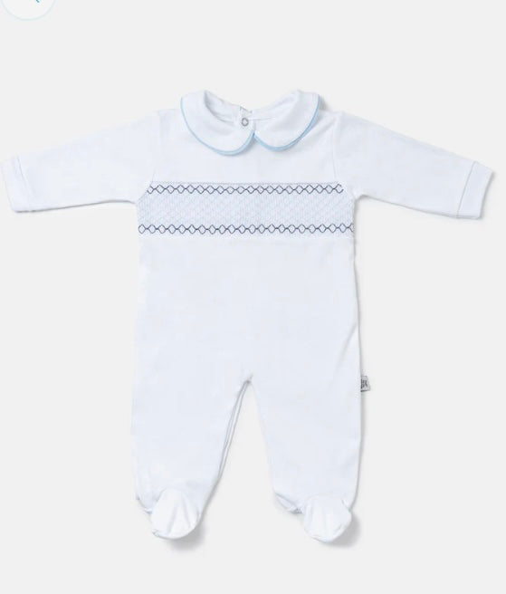 Baby boy Spanish smocked babygrow
