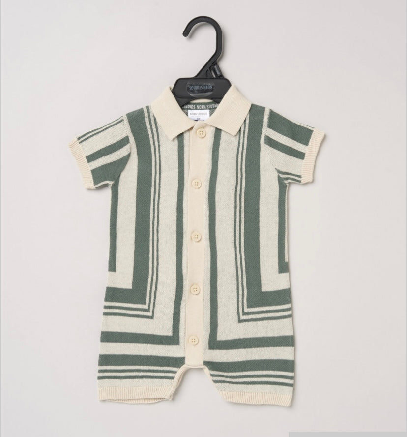 Boys True Knit Geometric Romper