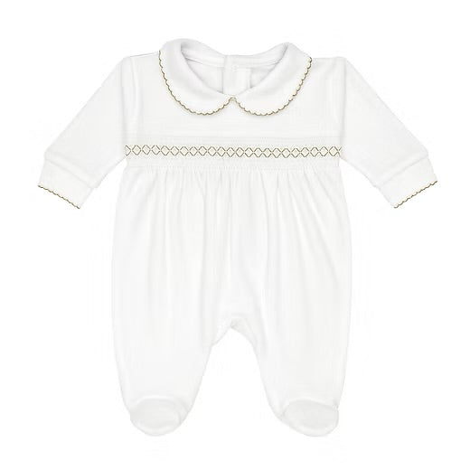 Unisex Velour Smocked Babygrow