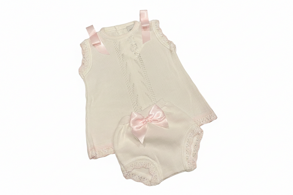 Dandelion Satin Bow Knitted Dress & Bloomers