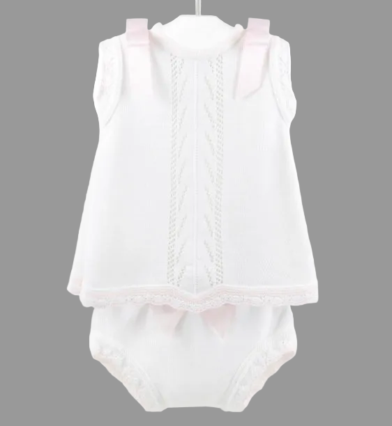 Dandelion Satin Bow Knitted Dress & Bloomers