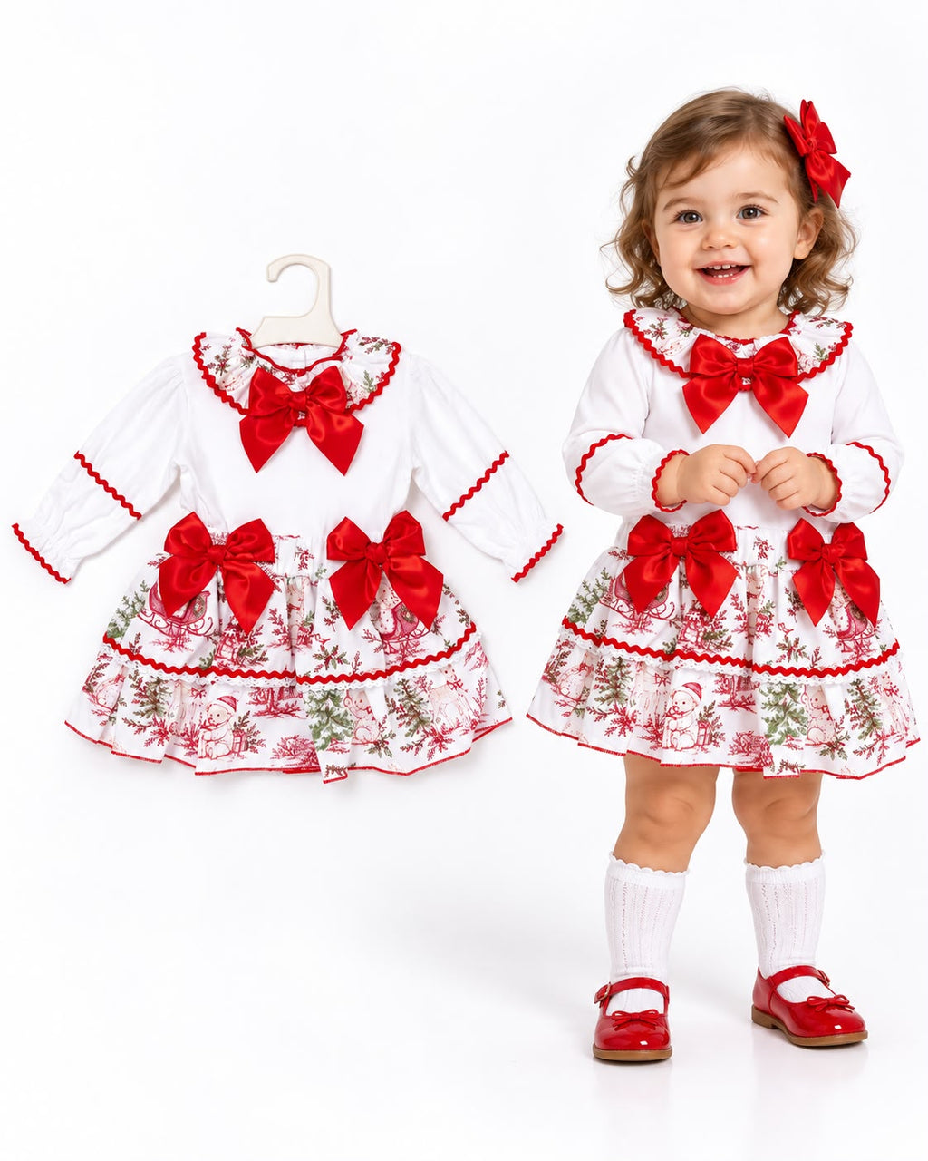Girls Spanish Christmas skirt & bow top