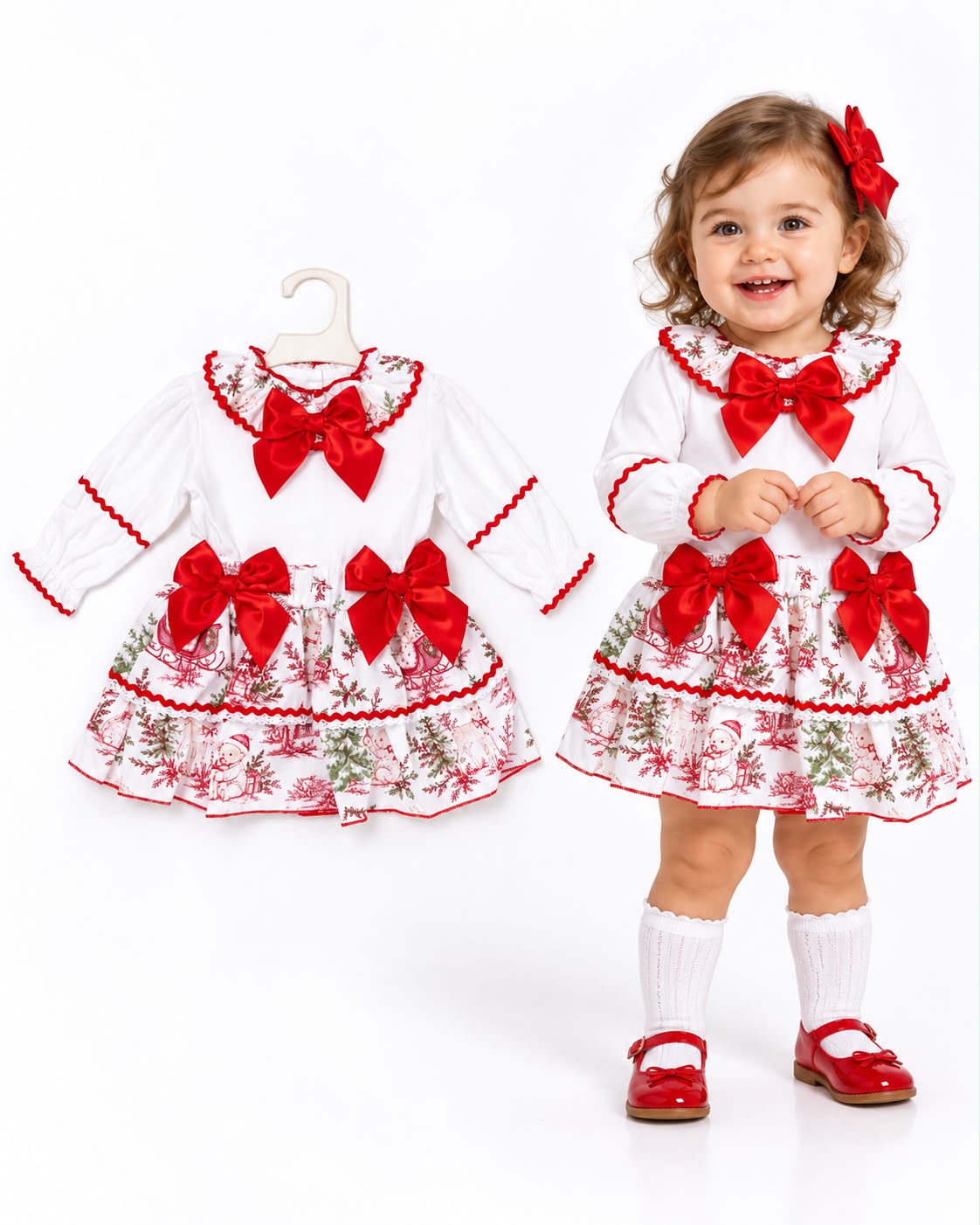 Girls Spanish Christmas skirt & bow top