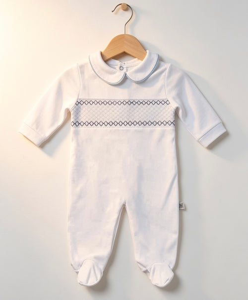 Baby boy Spanish smocked babygrow