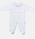 Baby girls Spanish smocked babygrow white & pink