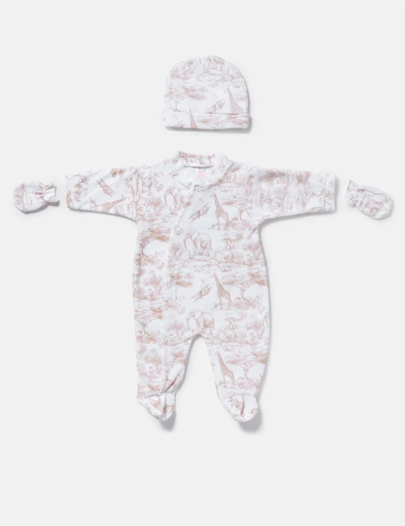 Unisex Beige Safari Babygrow