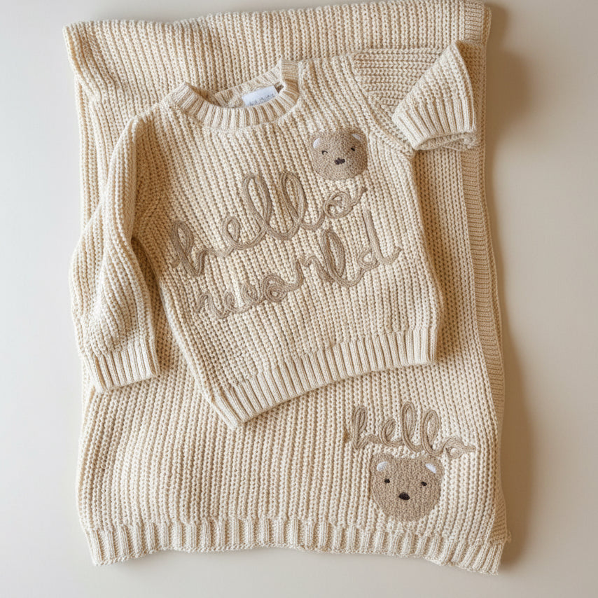 Hello world gift set sweater & blanket