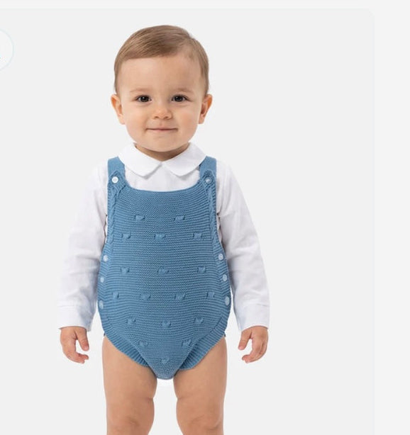 Knitted Romper & Shirt Set – Blue