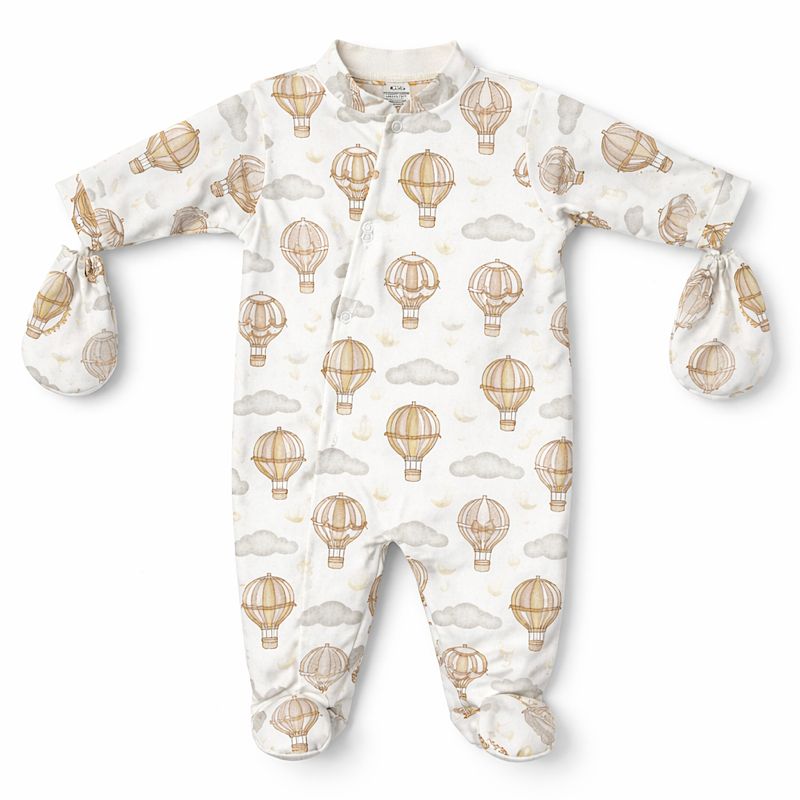 Beige Hot Air Balloon Unisex Babygrow
