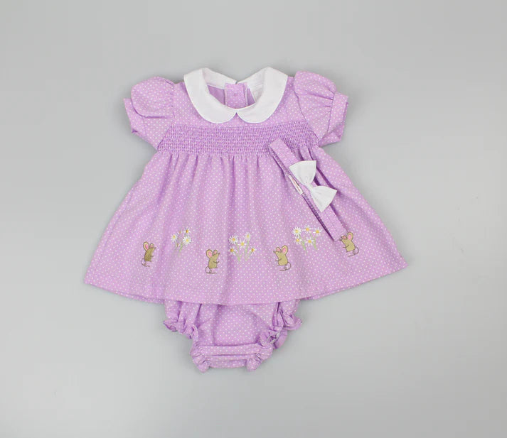 Baby Girls Purple Embroidery Dress Set