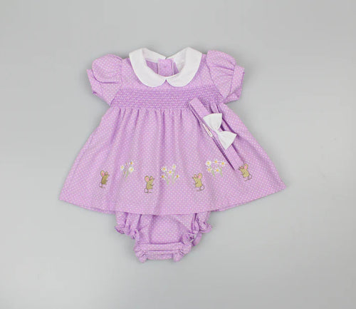 Baby Girls Purple Embroidery Dress Set