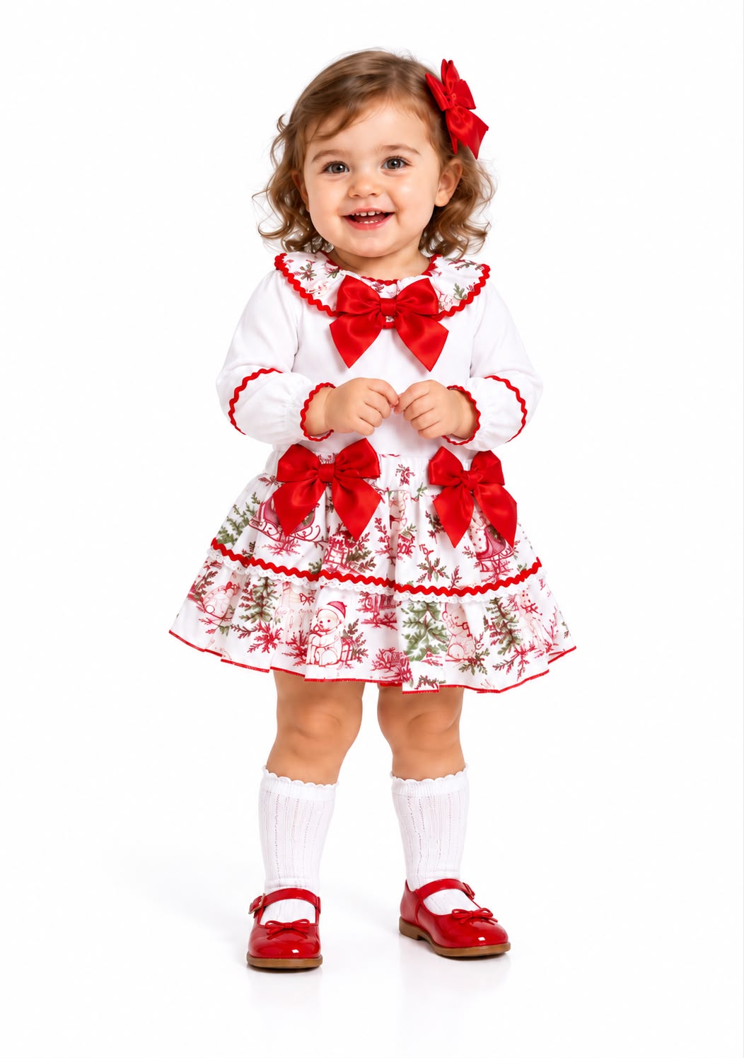 Girls Spanish Christmas skirt & bow top
