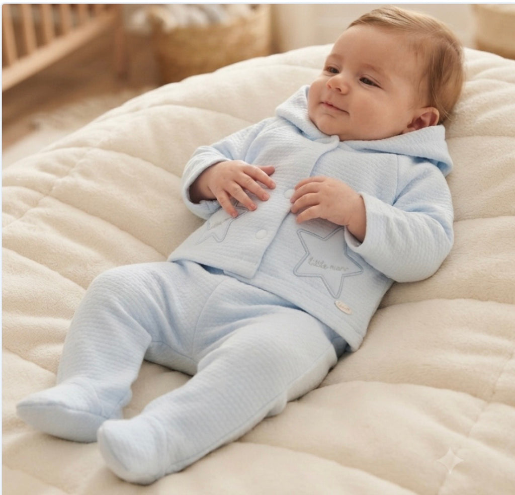 Hooded jacket & trousers set -blue star
