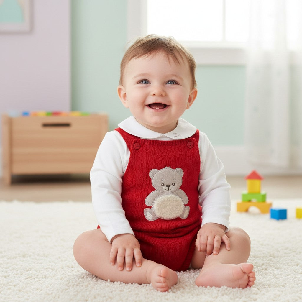PEX red Teddy dungaree