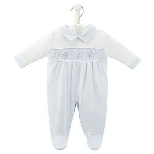 Dandelion Blue Bunny & Star Smocked Babygrow