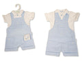 Baby Boys Sky Blue Dungaree Shorts & Shirt